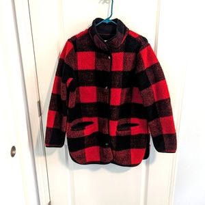 Old Navy Red and Black Teddy Coat Sz.S